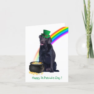 Black Lab Pot Of Gold St.Patrick's Day Holiday Card