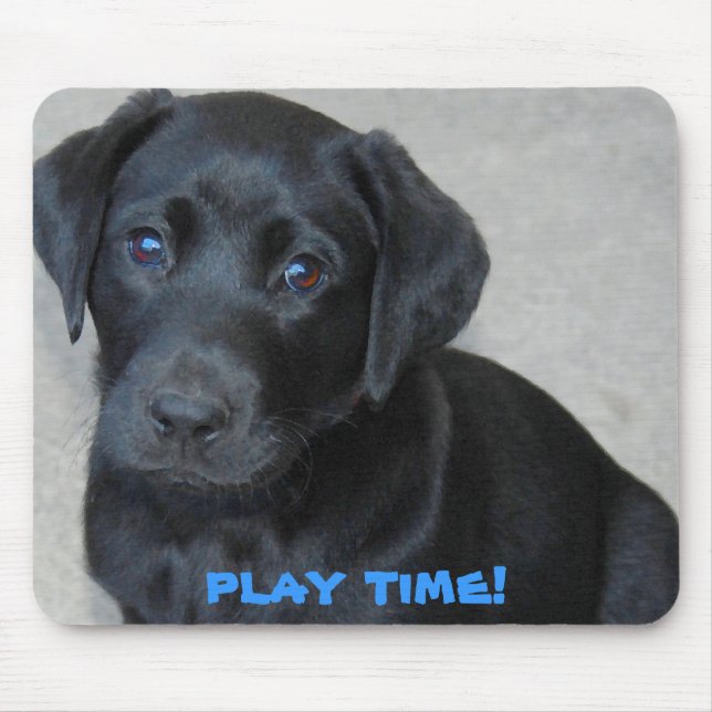 Black Lab Pup Playtime Mouse Pad (Front)
