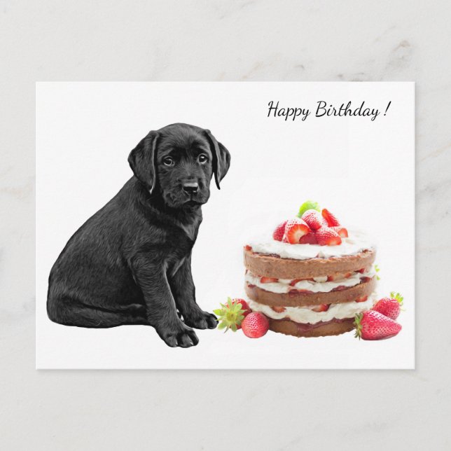 Black Lab Puppy - Dog Happy Birthday - Labrador Postcard (Front)