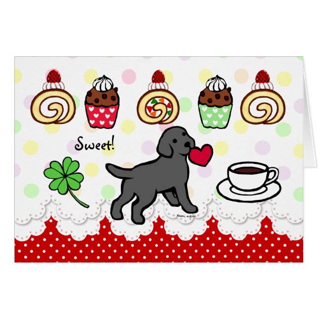 Black Lab Puppy Heart Cartoon (Front Horizontal)