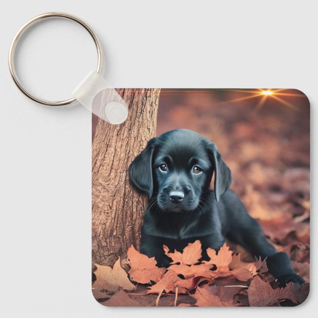 Black Lab Puppy Key Ring (Front)