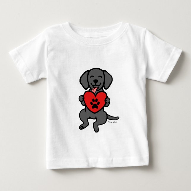 Black Lab Puppy Paw Print Heart Baby T-Shirt (Front)