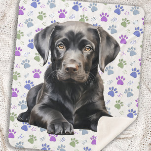 Black Lab Puppy Sherpa Blanket