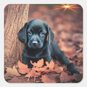 Black Lab Puppy Square Sticker