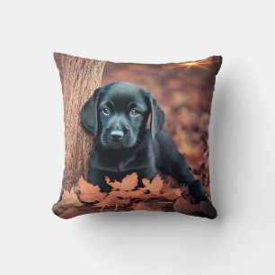 Black Lab Puppy Throw Pillow