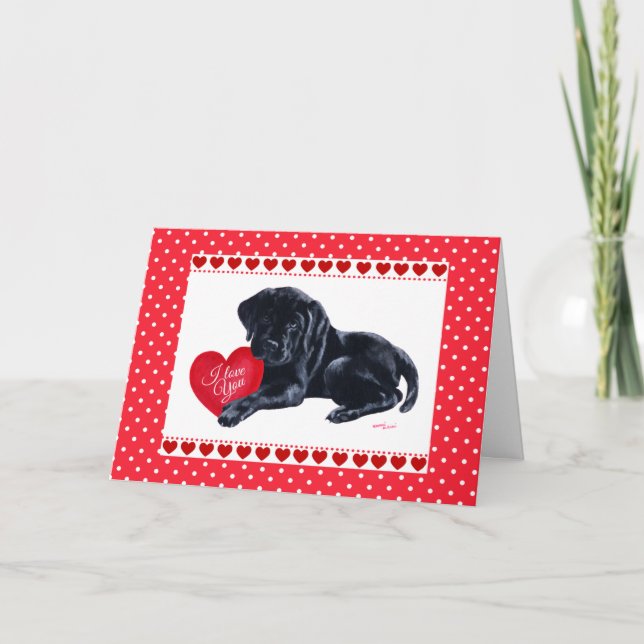Black Lab Puppy Valentine's Day card (Front)