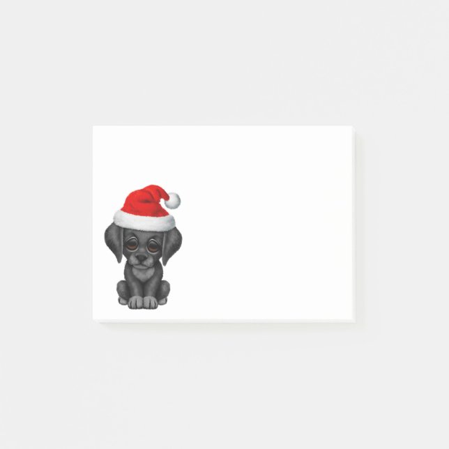 Black Lab Puppy Wearing Santa Hat Post-it Notes (Front)