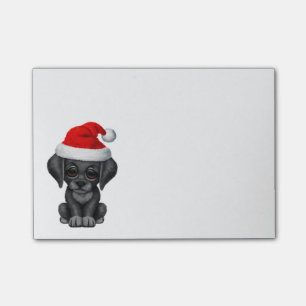 Black Lab Puppy Wearing Santa Hat Post-it Notes