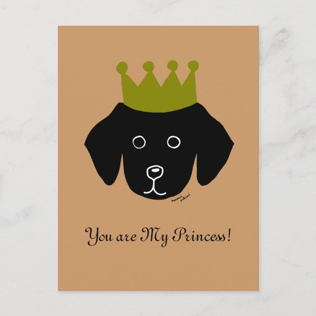 Black Lab Retriever Funny Cartoon Illustration Postcard (Front)
