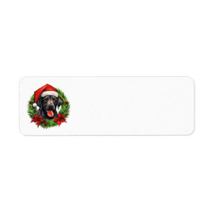 Black lab retriever holiday wreath return address label