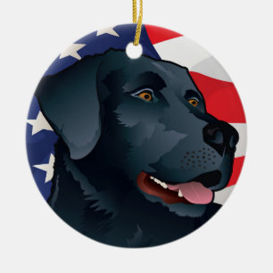Black Lab Retriever of America Ceramic Tree Decoration