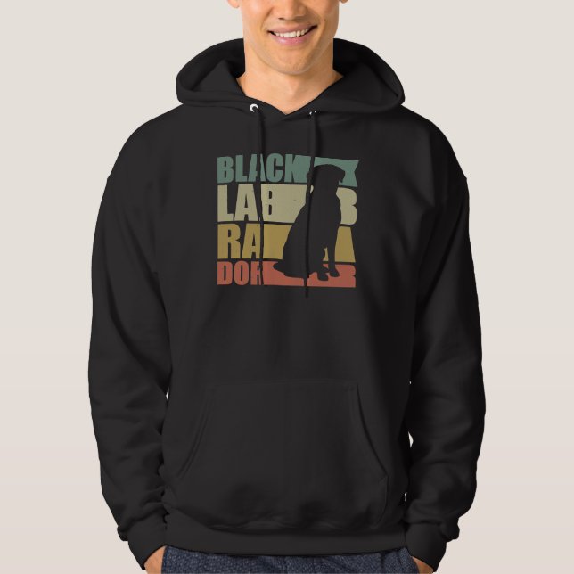Black Lab Retro Labrador Retriever Dog Hoodie (Front)