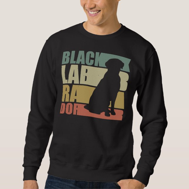 Black Lab Retro Labrador Retriever Dog Sweatshirt (Front)
