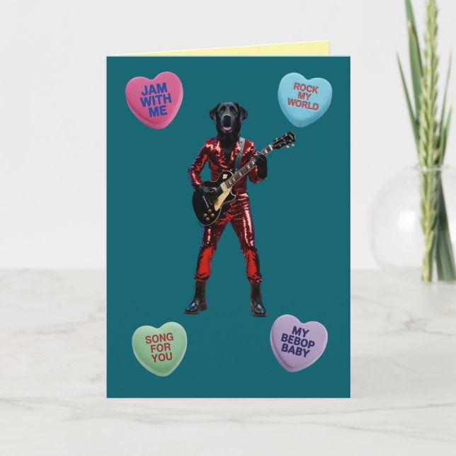 Black Lab Rocker Valentine Card (Front)