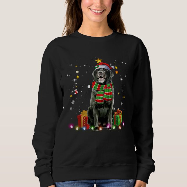 Black Lab Santa Christmas Tree Lights  Xmas Pjs Bo Sweatshirt (Front)
