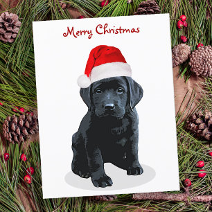 Black Lab Santa - Merry Christmas - Labrador Dog Holiday Postcard