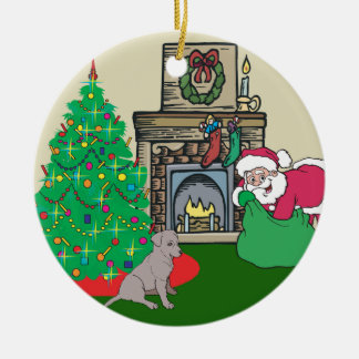 Black Lab Santas Gift Ceramic Ornament