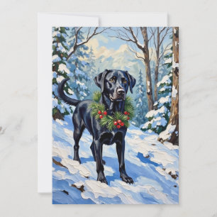 Black Lab Serene Winter Forest Christmas Holiday Card