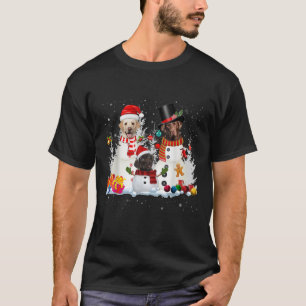 Black Lab Snowman Christmas Lights Santa Dog Xmas T-Shirt