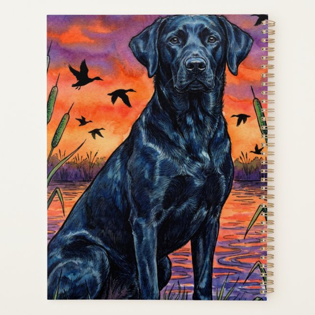 Black Lab Sunset Duck Hunting Weekly Planner (Back)