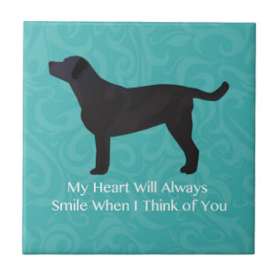 Black Lab Thinking of You Design Ceramic Tile