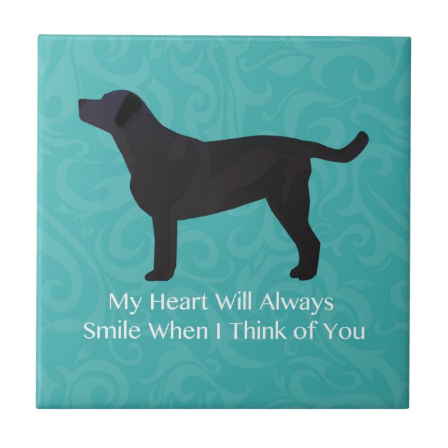 Black Lab Thinking of You Design Ceramic Tile (Front)