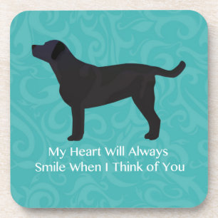 Black Lab Thinking of You Design Coaster