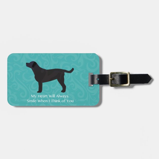 Black Lab Thinking of You Design Luggage Tag (Front Horizontal)