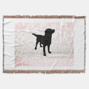 BLACK LAB THROW BLANKET WITH LIGHT PINK AND WHITE!