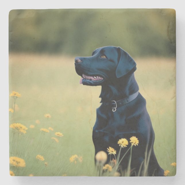 Black Lab Trivet Stone Coaster (Front)