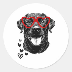Black Lab Valentines Day For Dog Pet Lover Men Wom Classic Round Sticker