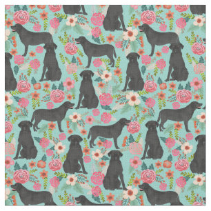 Black Lab vintage florals fabric mint