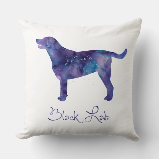 Black Lab Watercolor Cushion (Front)