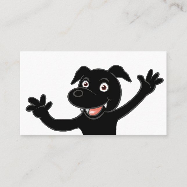 black lab waving cartoon business card (Front)