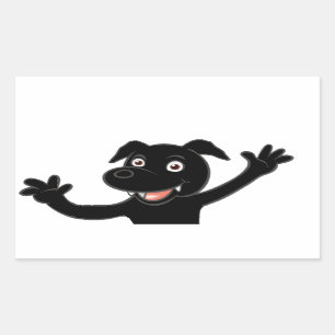 black lab waving cartoon rectangular sticker