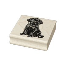 Black Lab Wearing a Bow Cute Rubber Stamp