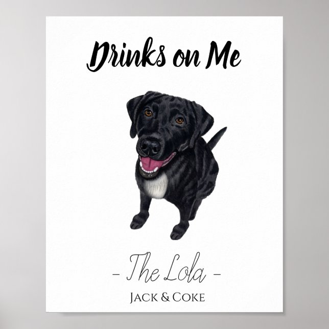 Black Lab Wedding Drink Sign (Front)