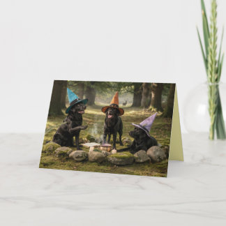 Black Lab Witch Halloween Card