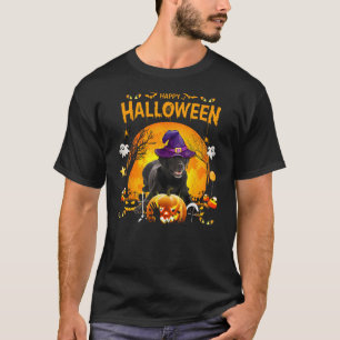 Black Lab Witch Pumpkin Halloween Girls Women Men  T-Shirt