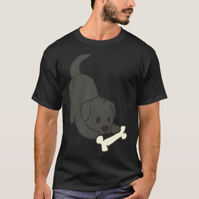 Black Lab With Bone T-Shirt (Front)