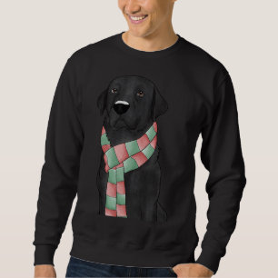 Black Lab With Christmas Scarf Fitted Sweatshirt