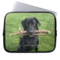 Black Lab with two sticks Personalised Photo Text