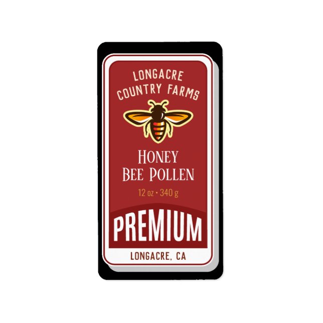 Black Label Bee Pollen Product Labels (Front)