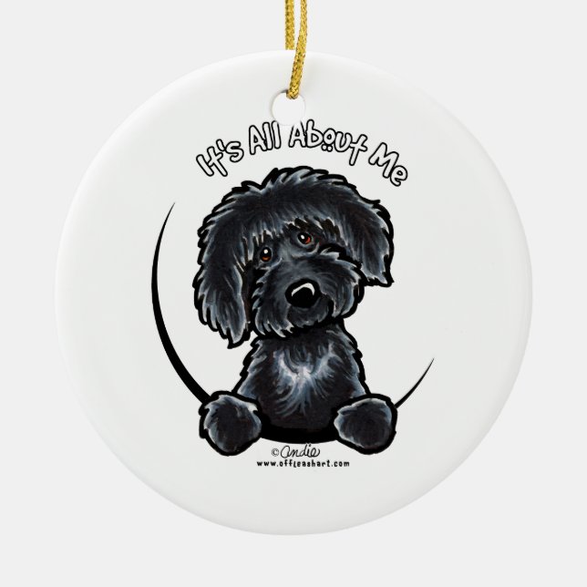 Black Labradodle IAAM Ceramic Tree Decoration (Front)