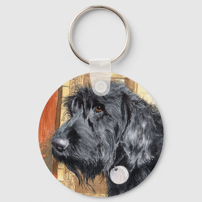 Black Labradoodle #1 Keychain (Front)