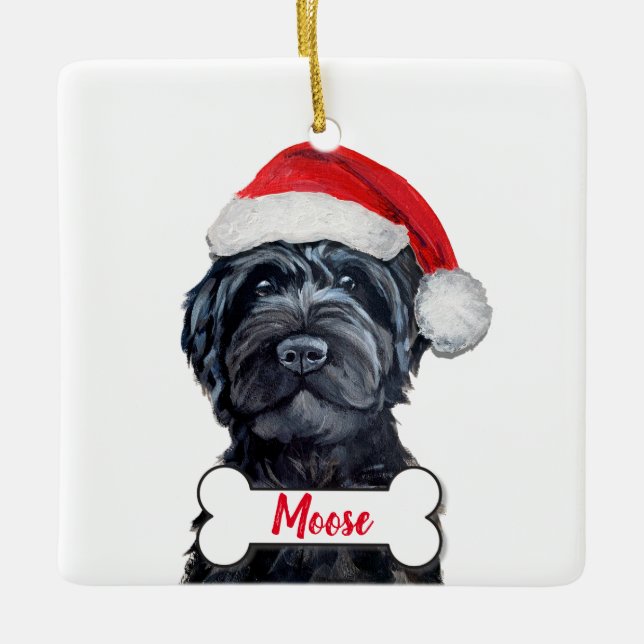 Black Labradoodle / Black Goldendoodle Ceramic Orn Ceramic Ornament (Front)