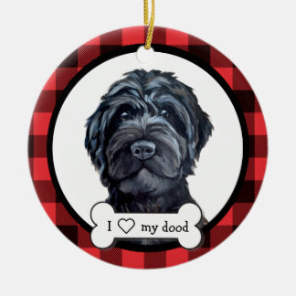Black Labradoodle / Black Goldendoodle Ceramic Ornament