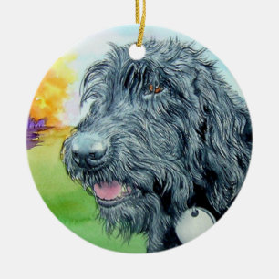 Black Labradoodle Ceramic Ornament