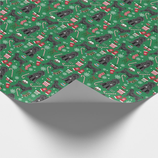 Black Labradoodle Christmas dog Wrapping Paper (Corner)