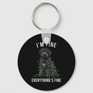 Black Labradoodle Christmas I'm Fine Everything Is Key Ring